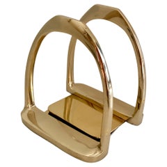 Pair of Brass Horse Bit Bookends in the Style of Gucci