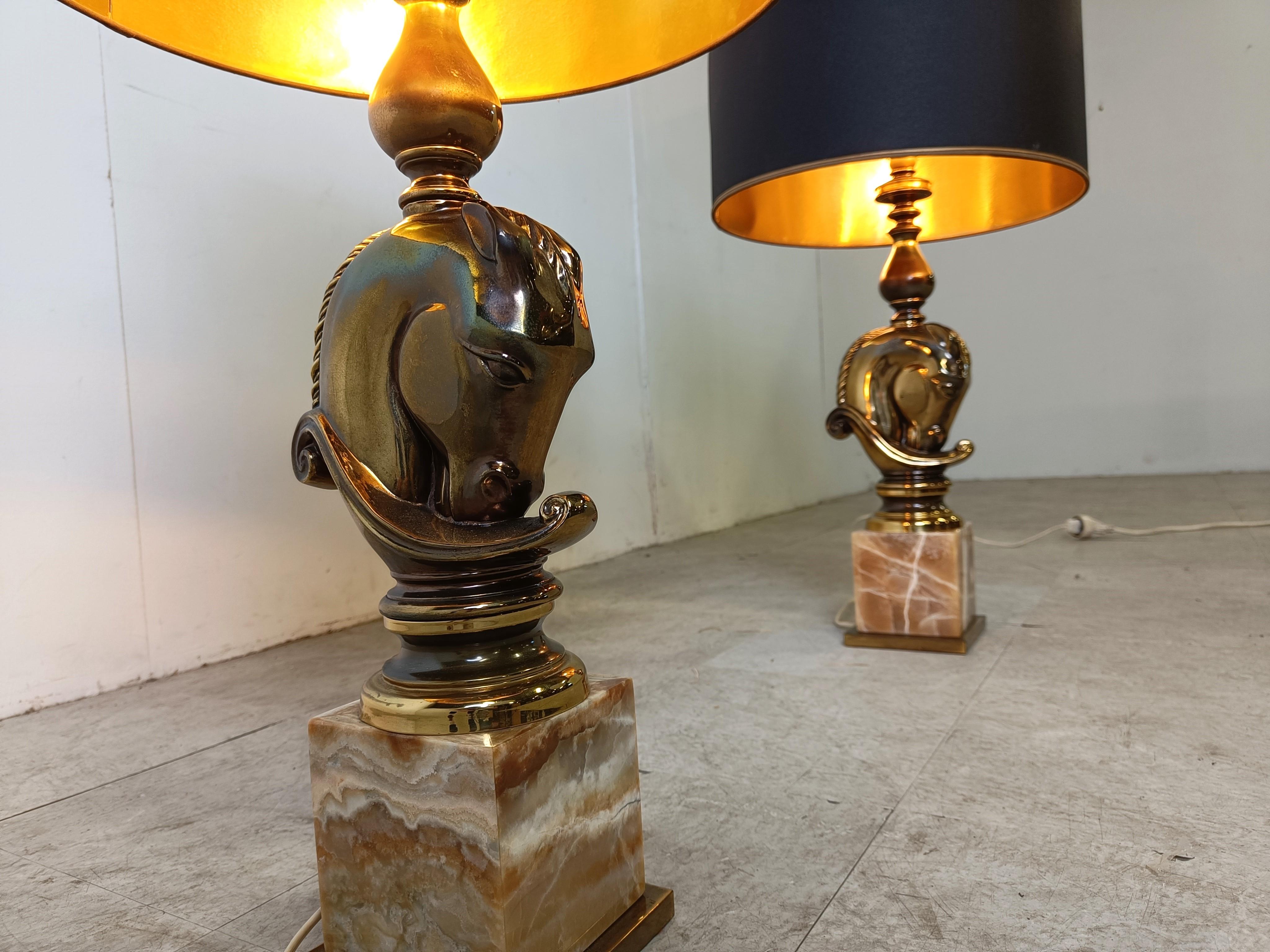 Pair of Brass Horse Head Table Lamps, 1970s Belgium For Sale 6