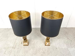 Pair of Brass Horse Head Table Lamps, 1970s Belgium