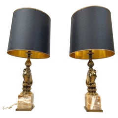 Pair of Brass Horse Head Table Lamps, 1970s Belgium
