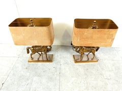 Pair of Brass Horse Table Lamps, 1970s Belgium