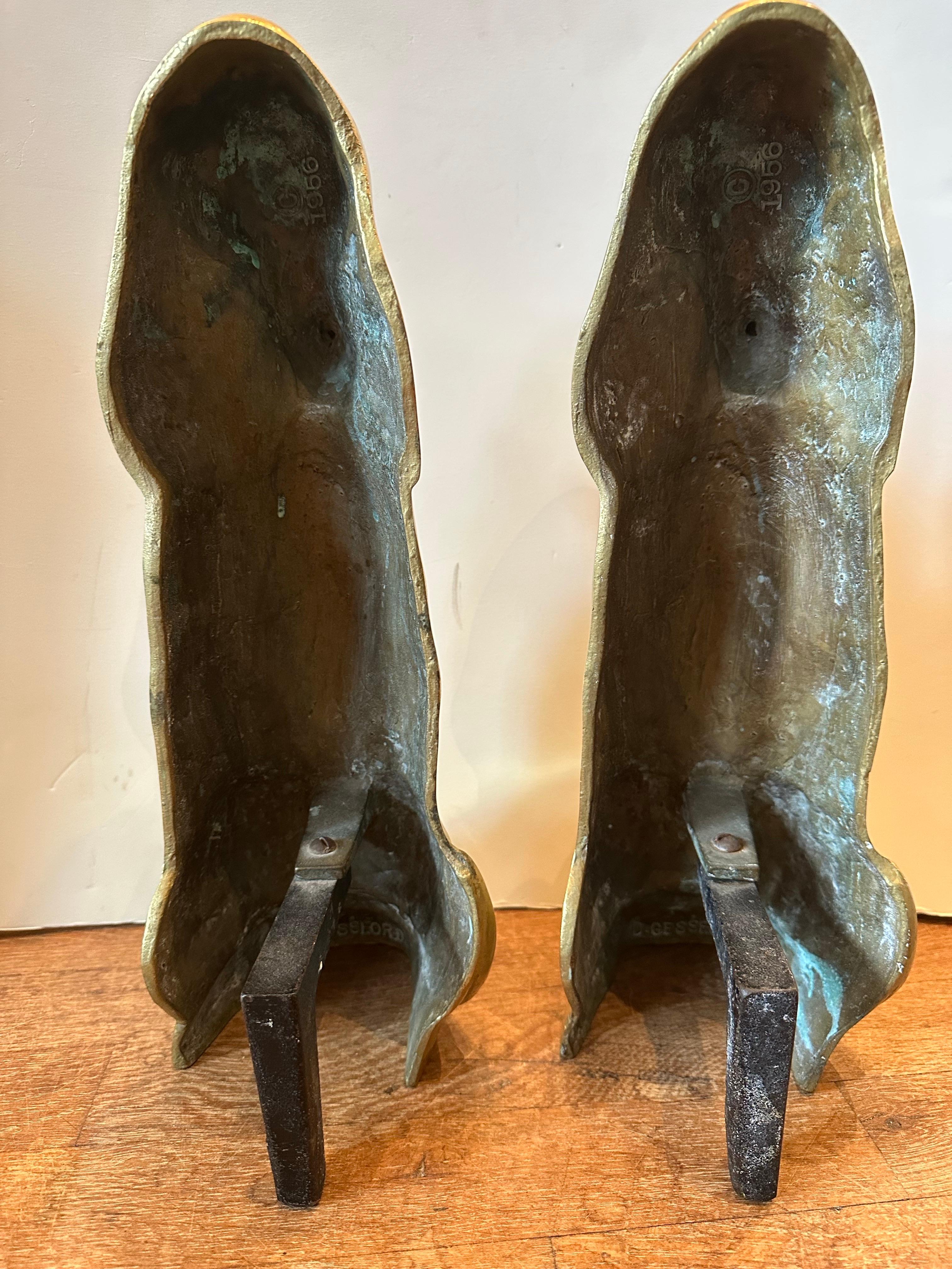Pair of Brass Hound Dog Andirons For Sale 2