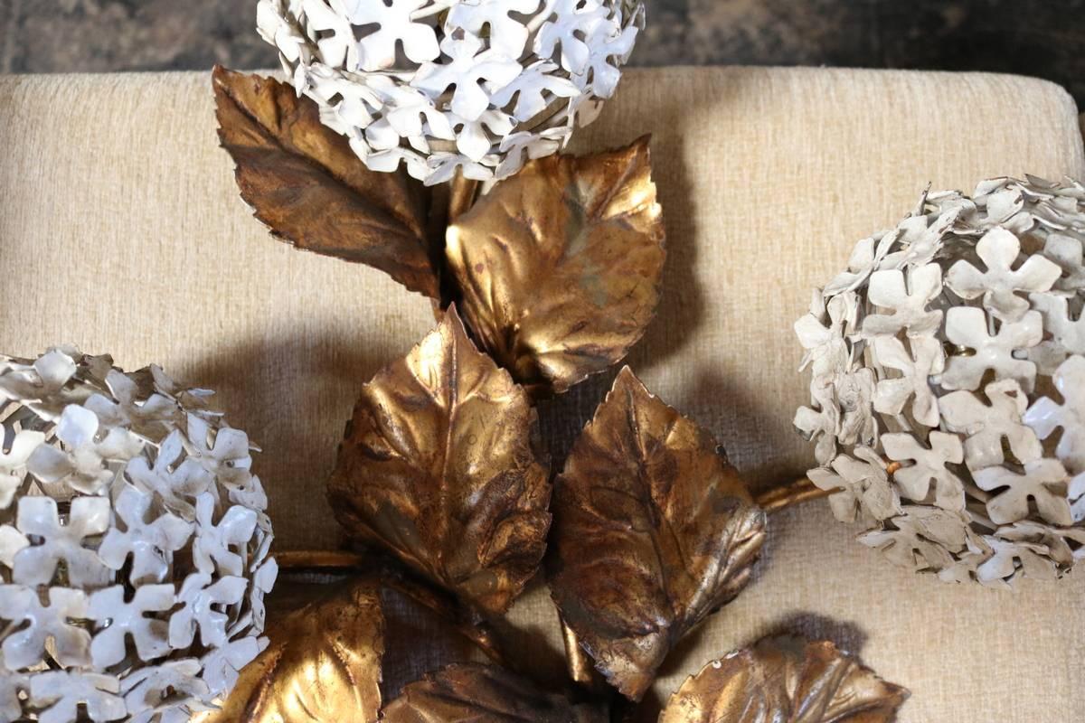 Mid-Century Modern Pair of Brass Hydrangea Wall Sconces by Palladio