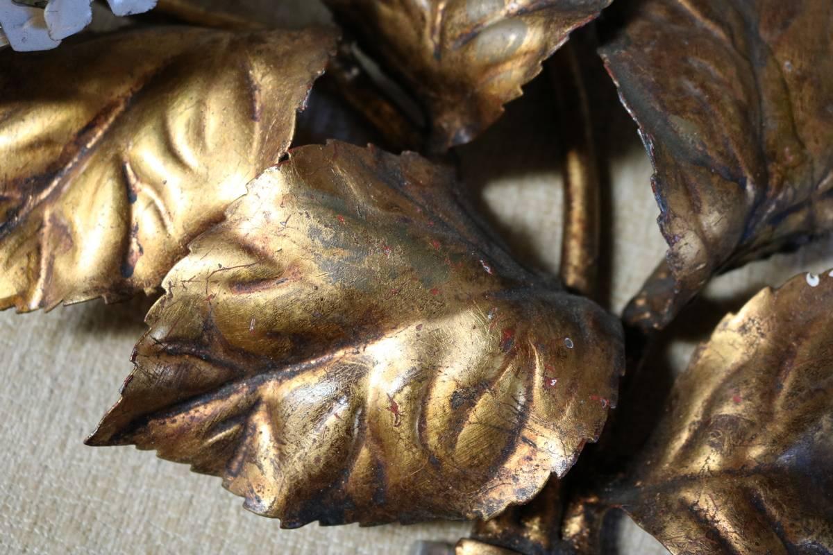 Pair of Brass Hydrangea Wall Sconces by Palladio 1
