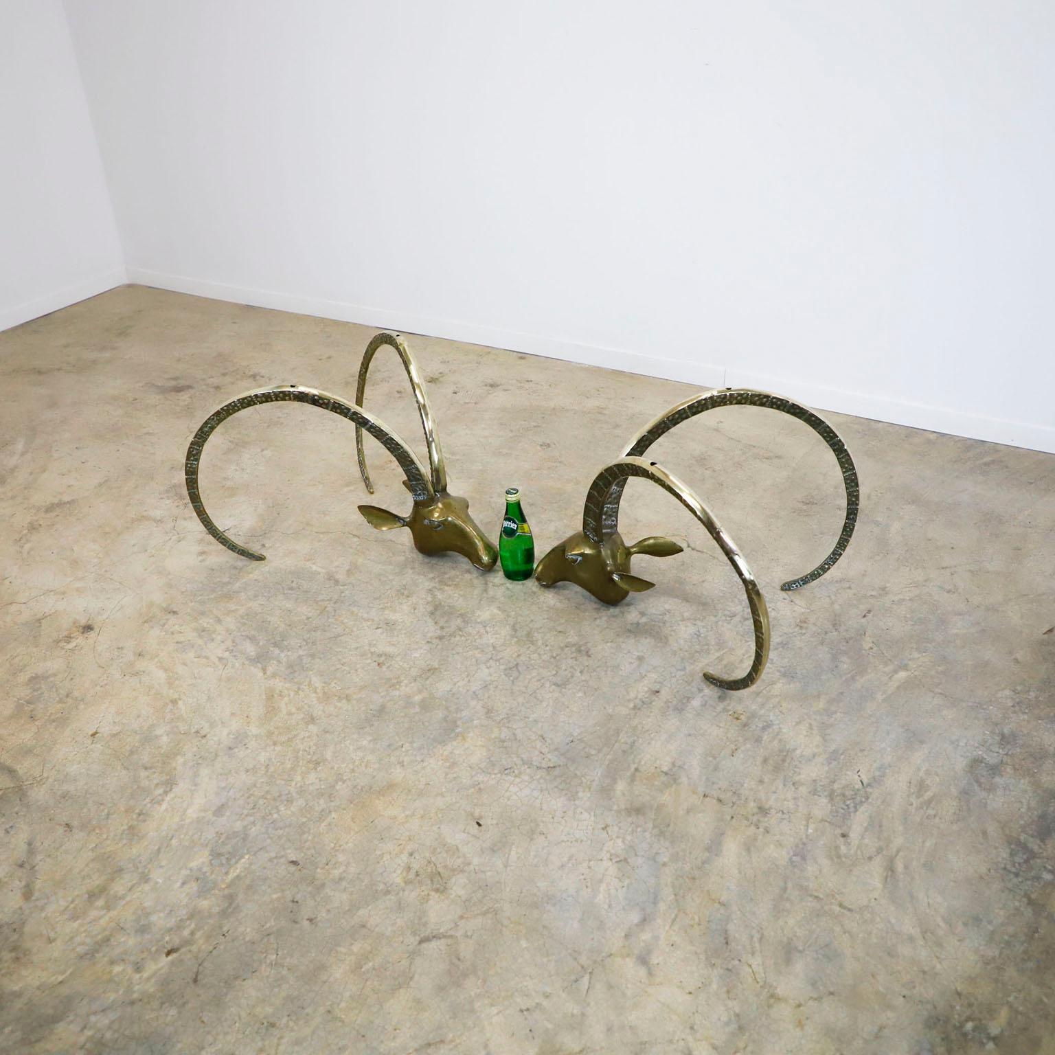 Other Pair of Brass Ibex Rams Heads in the Style of Alain Chervet For Sale