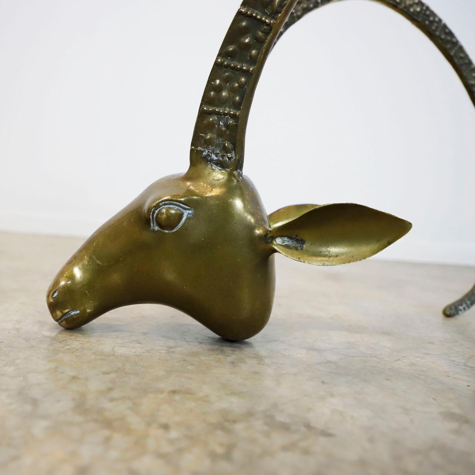Mexican Pair of Brass Ibex Rams Heads in the Style of Alain Chervet For Sale