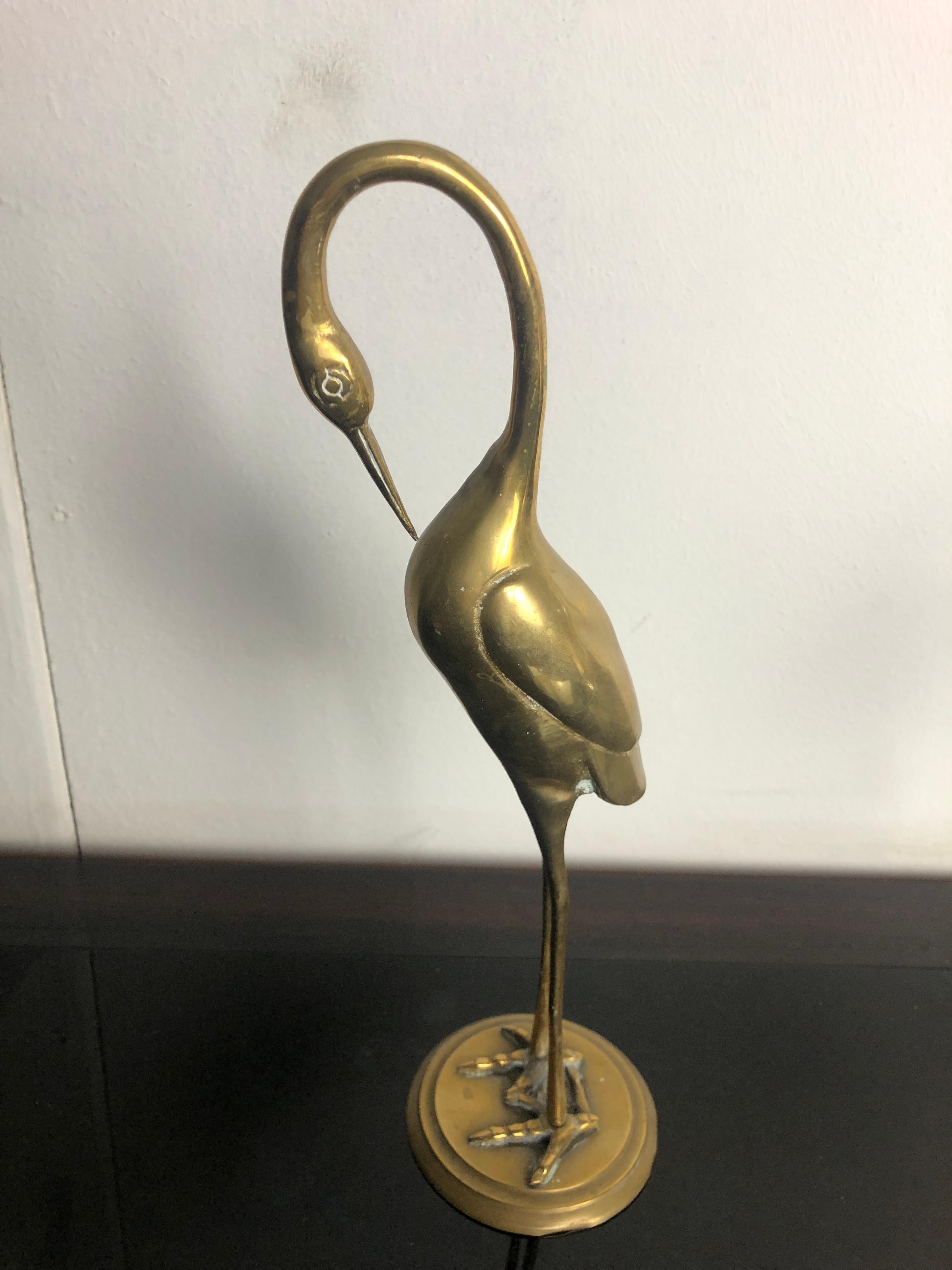Modern Pair of Brass Ibis Sculptures