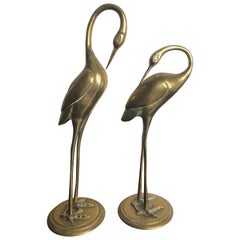 Vintage Pair of Brass Ibis Sculptures