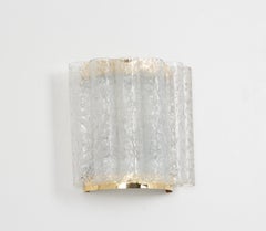 Pair of Brass Ice Glass Wall Sconces by Doria, Germany, 1960s
