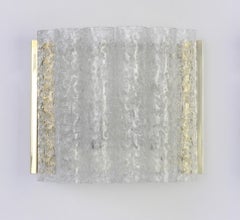Pair of Brass Ice Glass Wall Sconces by Doria, Germany, 1960s