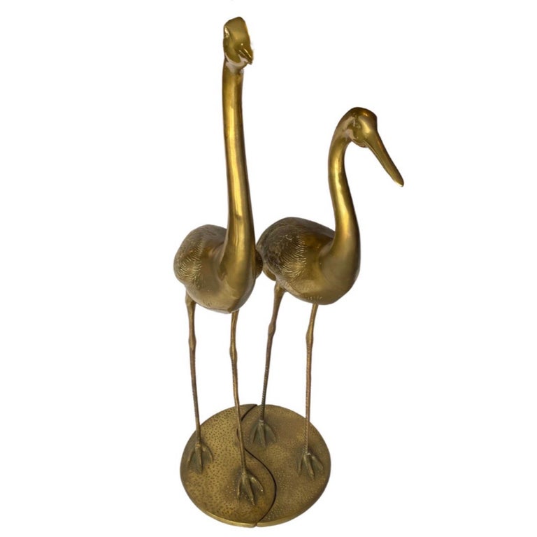 Pair of Brass Interlocking Cranes For Sale at 1stDibs