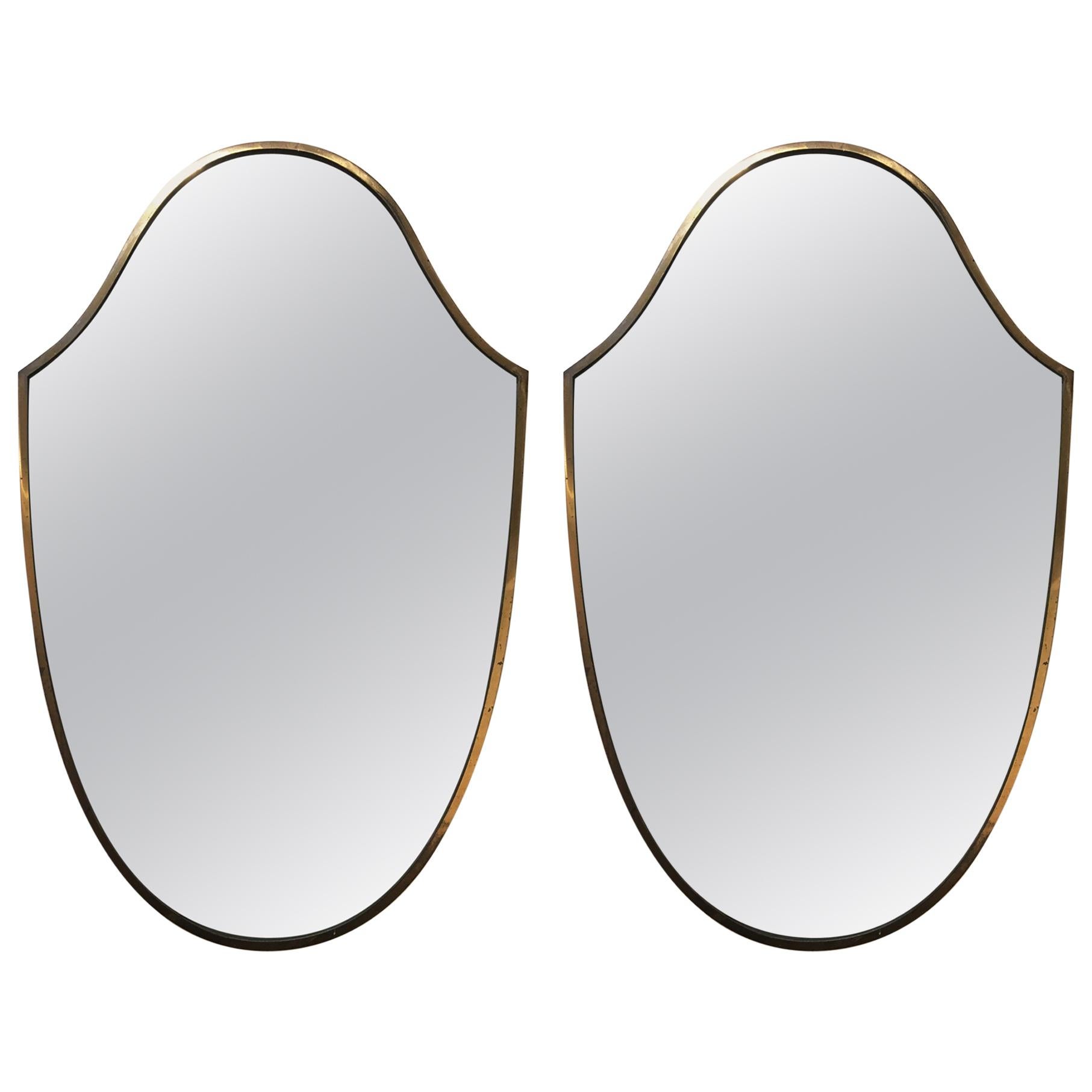 Pair of Brass Italian 1950s Mirrors