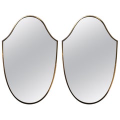 Pair of Brass Italian 1950s Mirrors