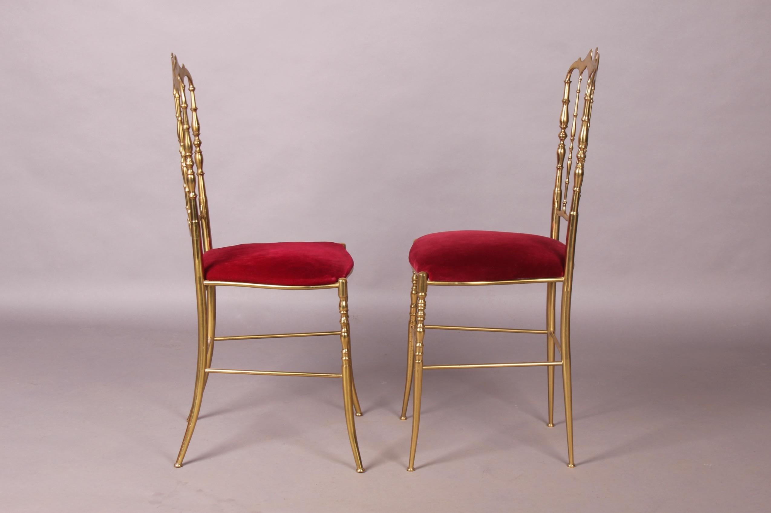 Pair of Brass Italian Chiavari Chairs In Good Condition In grand Lancy, CH