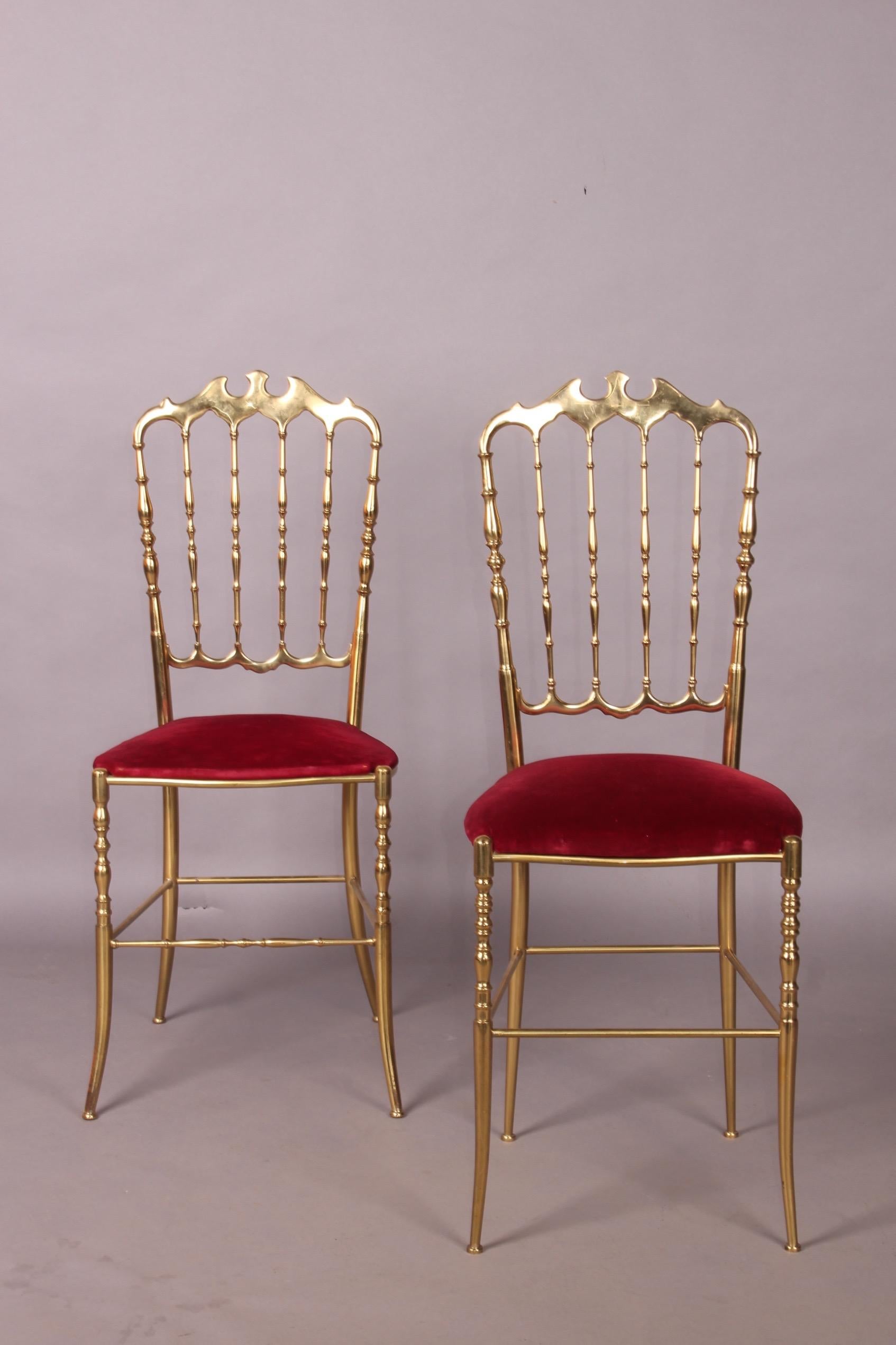 Pair of Brass Italian Chiavari Chairs 1