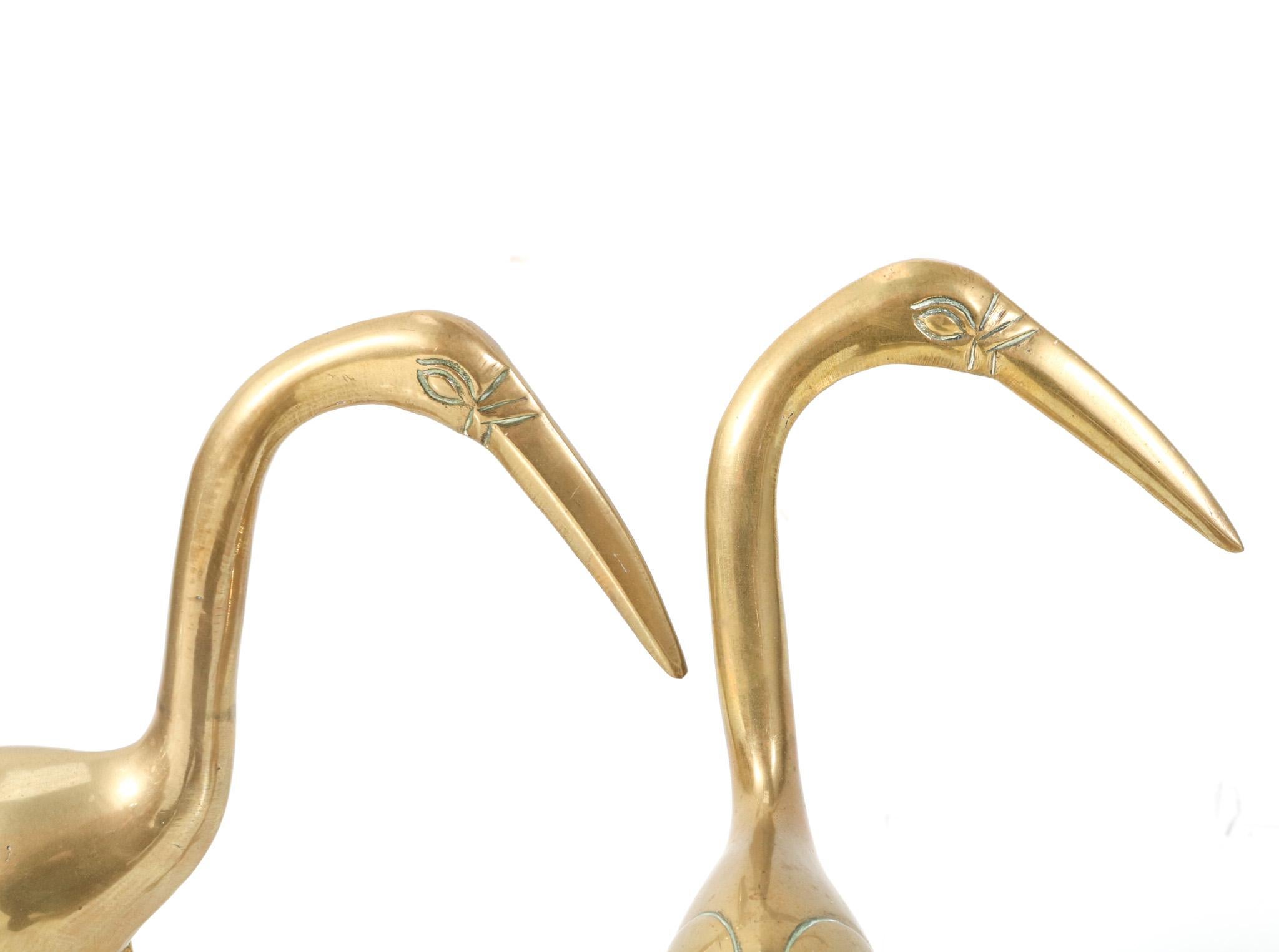 Pair of Brass Italian Mid-Century Modern Flamingo Sculptures, 1970s For Sale 1