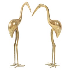 Pair of Brass Italian Mid-Century Modern Flamingo Sculptures, 1970s