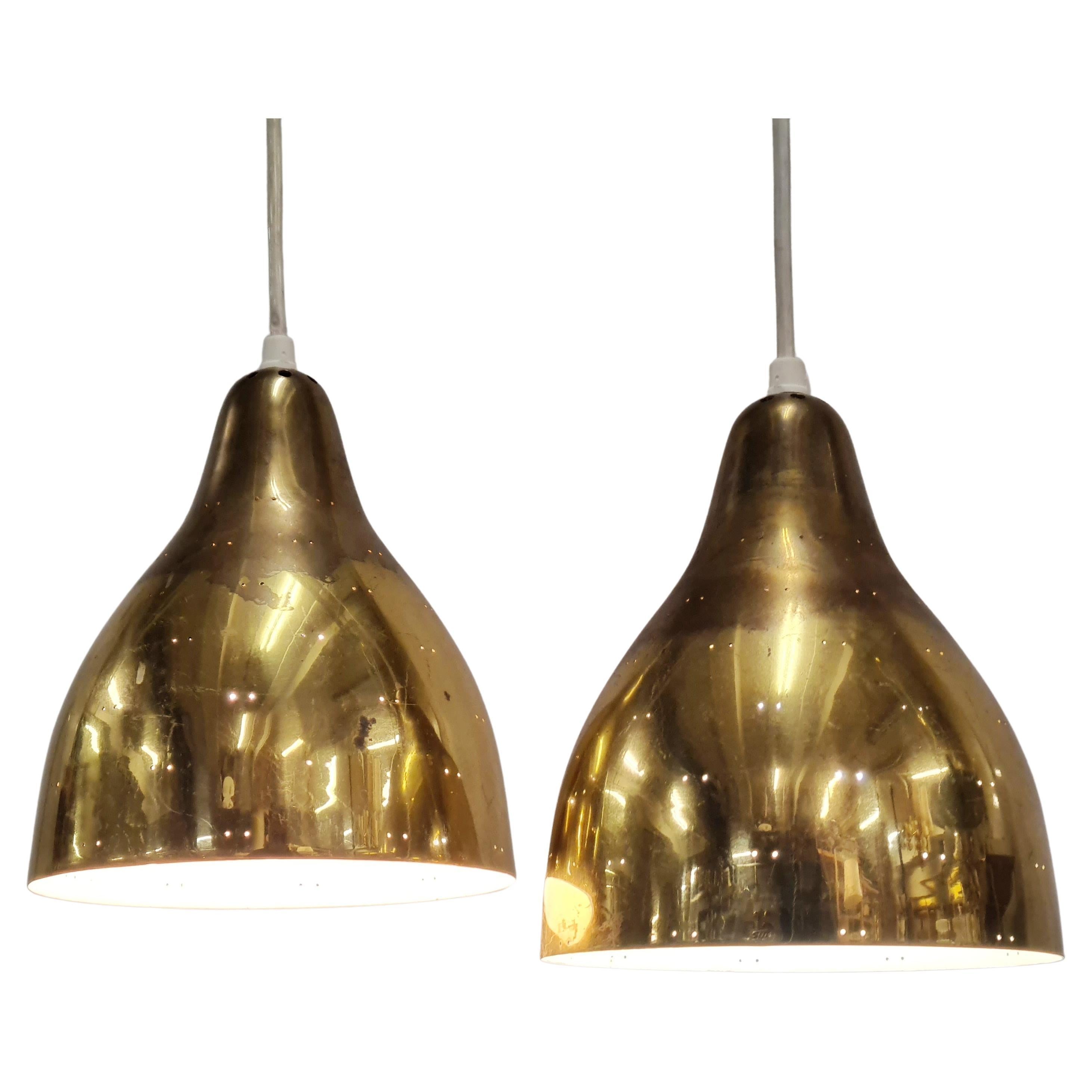 A Pair of Brass Itsu Ceiling Pendants Model ER 84 For Sale