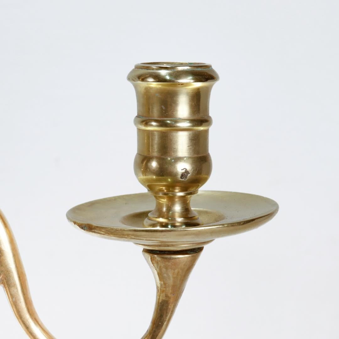 Pair of Brass Jacobean Style Barley Twist 2-Light Adjustable Candelabra For Sale 11