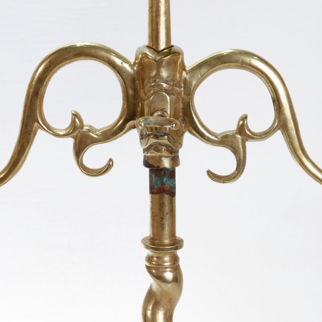 Pair of Brass Jacobean Style Barley Twist 2-Light Adjustable Candelabra For Sale 13