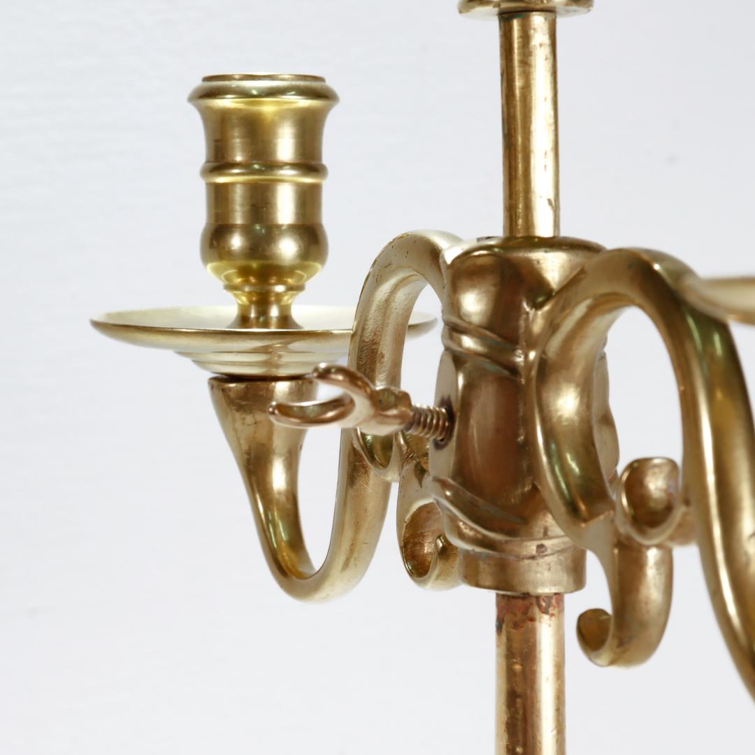 Pair of Brass Jacobean Style Barley Twist 2-Light Adjustable Candelabra For Sale 4