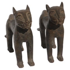 Pair of Brass Jaguar Cubs