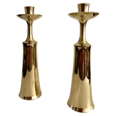 Pair Of Brass Jens Quistgaard For Dansk Candlesticks