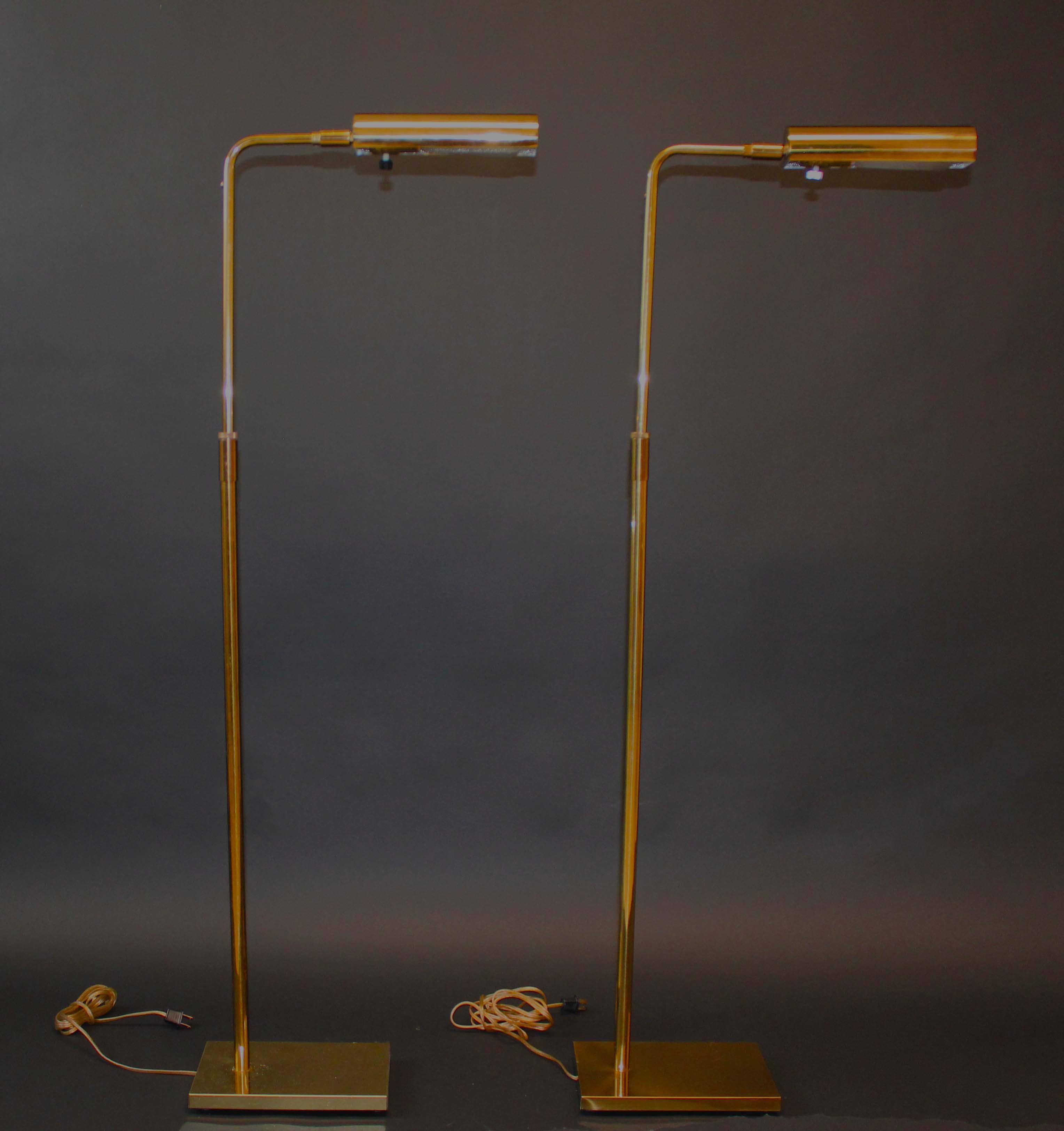 Pair of Brass Koch & Lowy Floor Lamps Mid-Century Modern 1