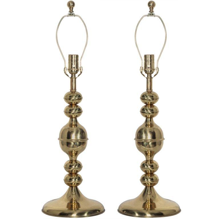 Swedish Pair of Brass Kosta Table Lamps, circa 1970s For Sale