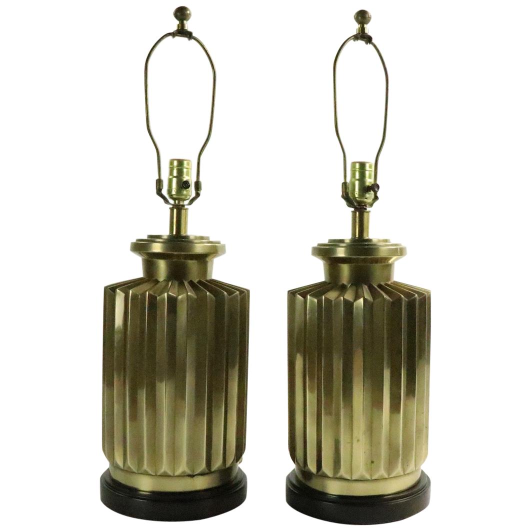 Pair of Brass Lamps by Frederick Cooper