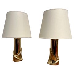 Pair of Brass Lamps by Luciano Frigerio, 1970s, Italy