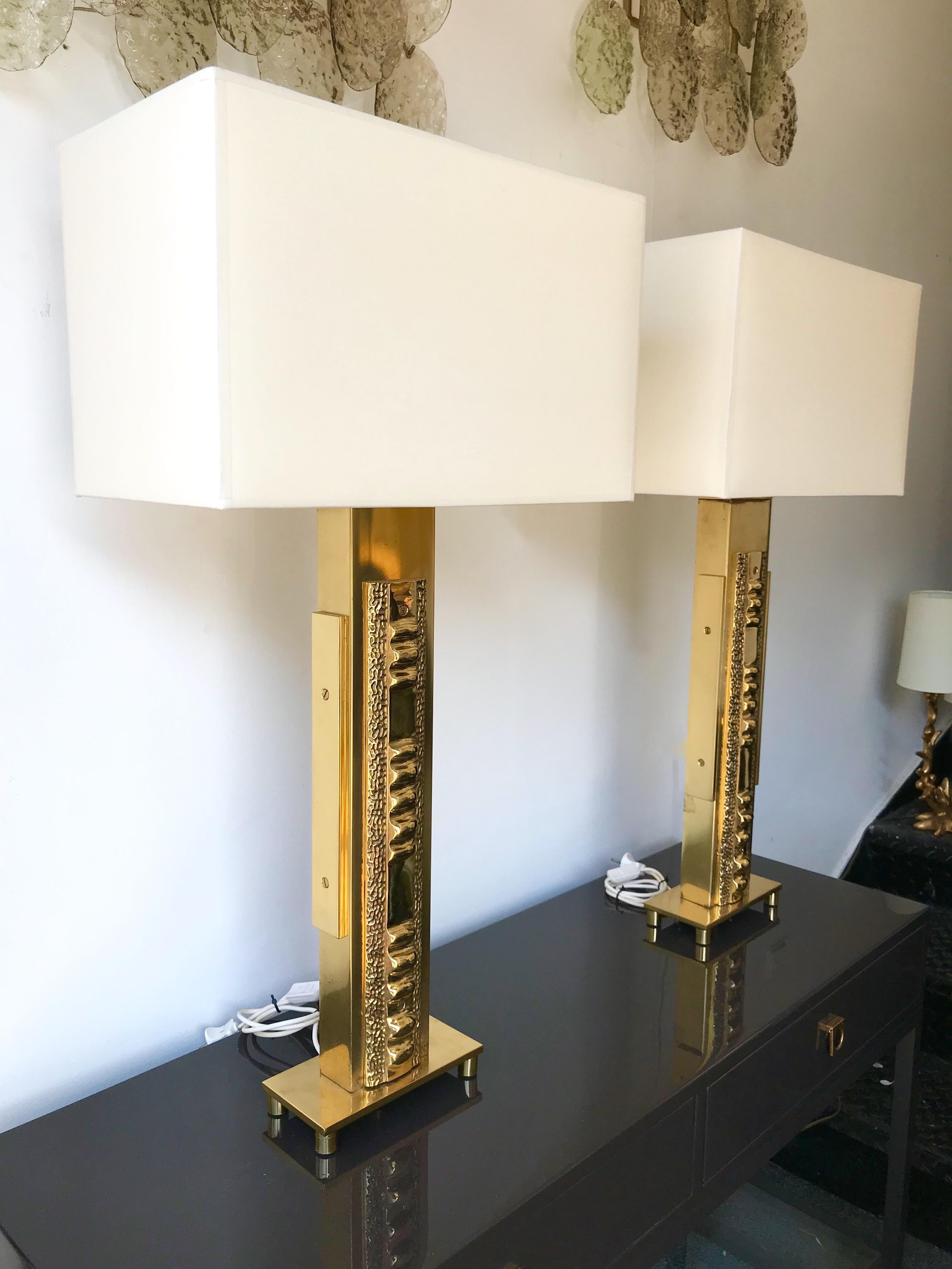 Pair of Brass Lamps by Luciano Frigerio. Italy, 1970s 2