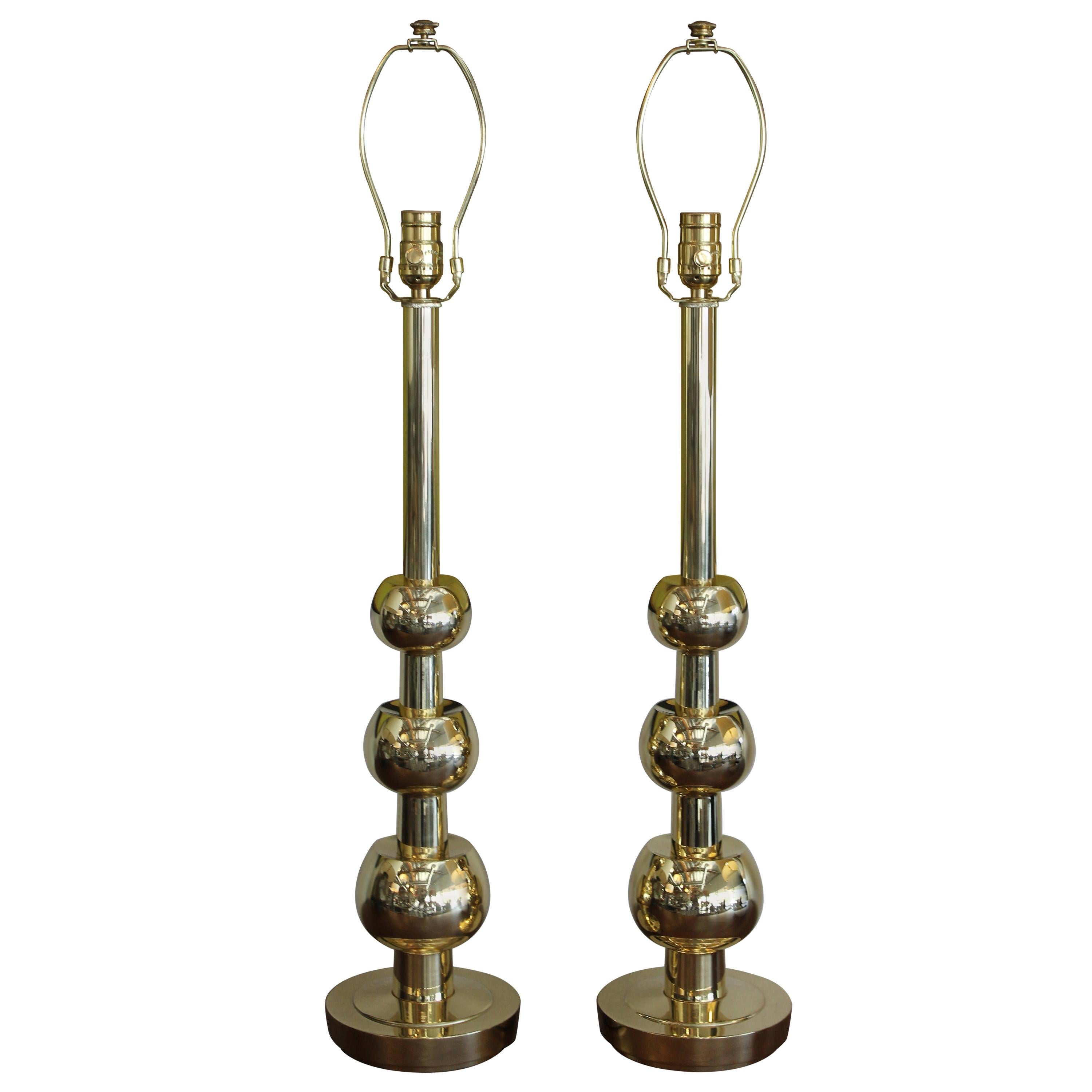 Pair of Brass Lamps by the Stiffel Lamp Company