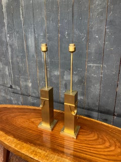 pair of brass lamps circa 1970