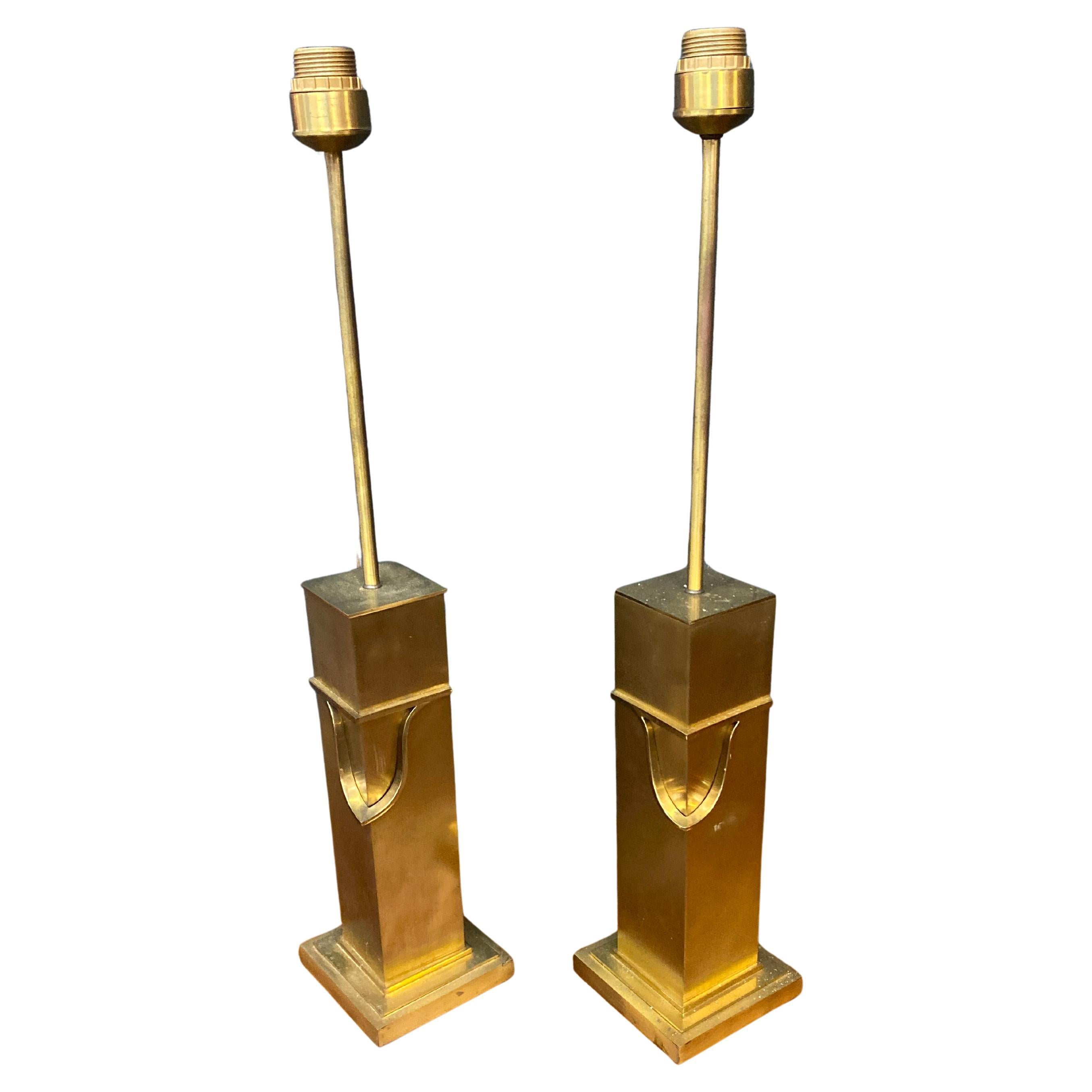 pair of brass lamps circa 1970