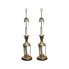 Pair of Brass Lamps in the Manner of James Mont