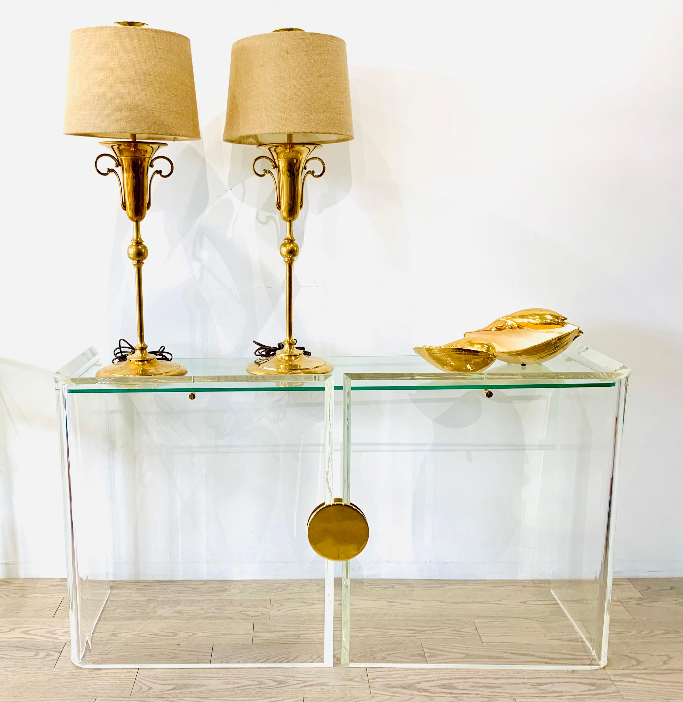 Pair of Brass Lamps in the Manner of Parzinger For Sale 4