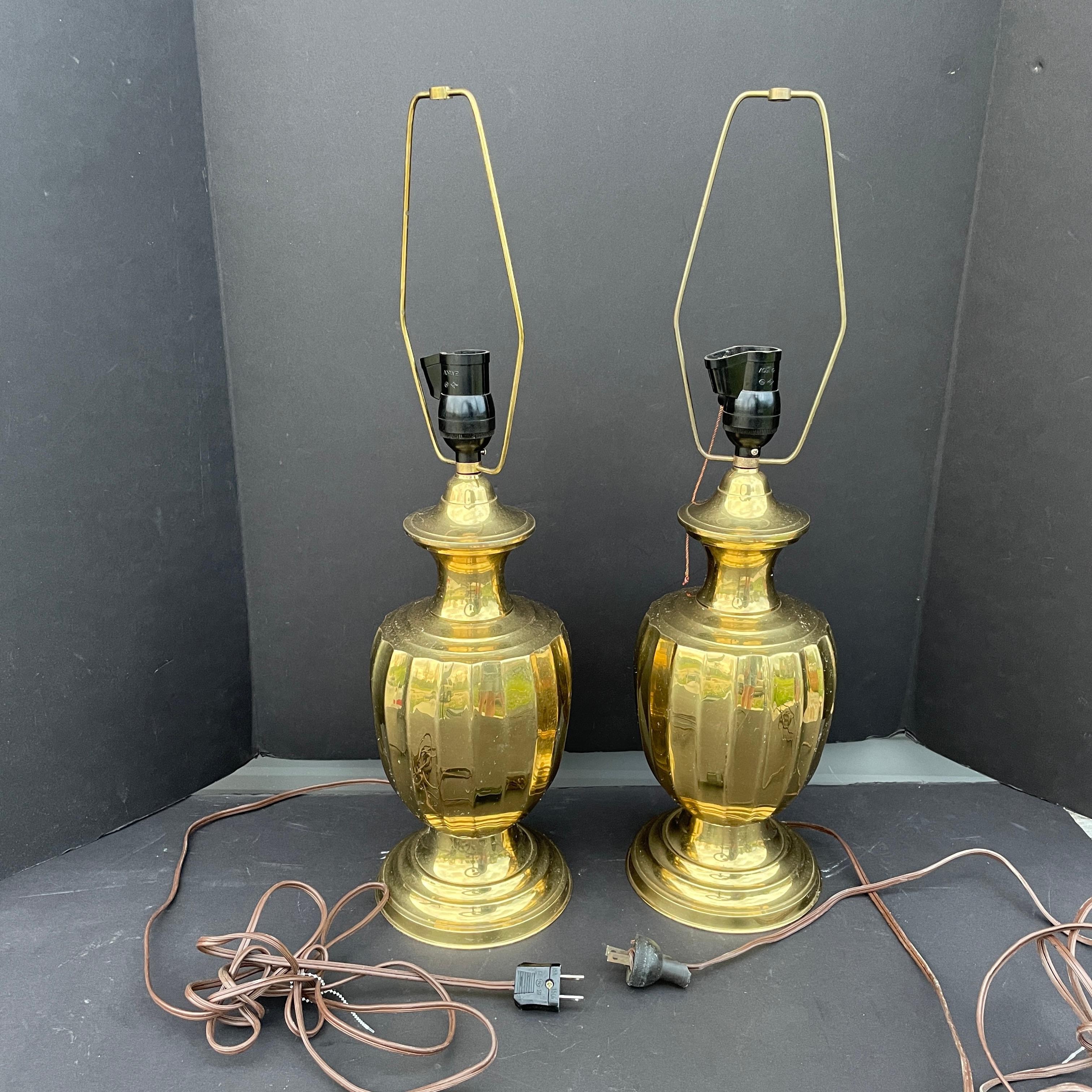 20th Century Pair of Brass Lamps in the Style of Frederick Cooper For Sale