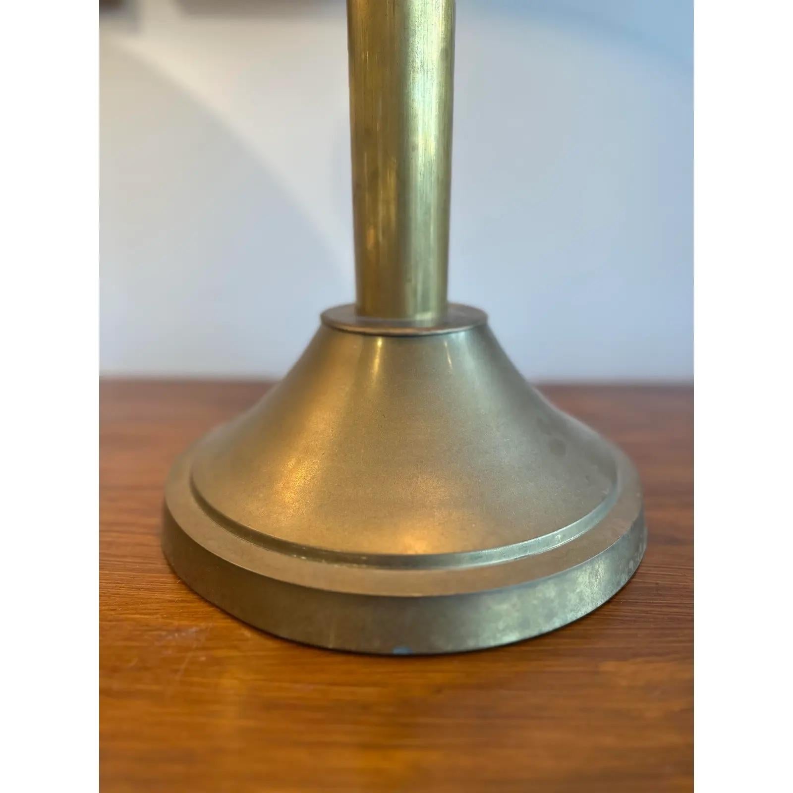 Pair of Brass Lamps With Glass Shades For Sale 1