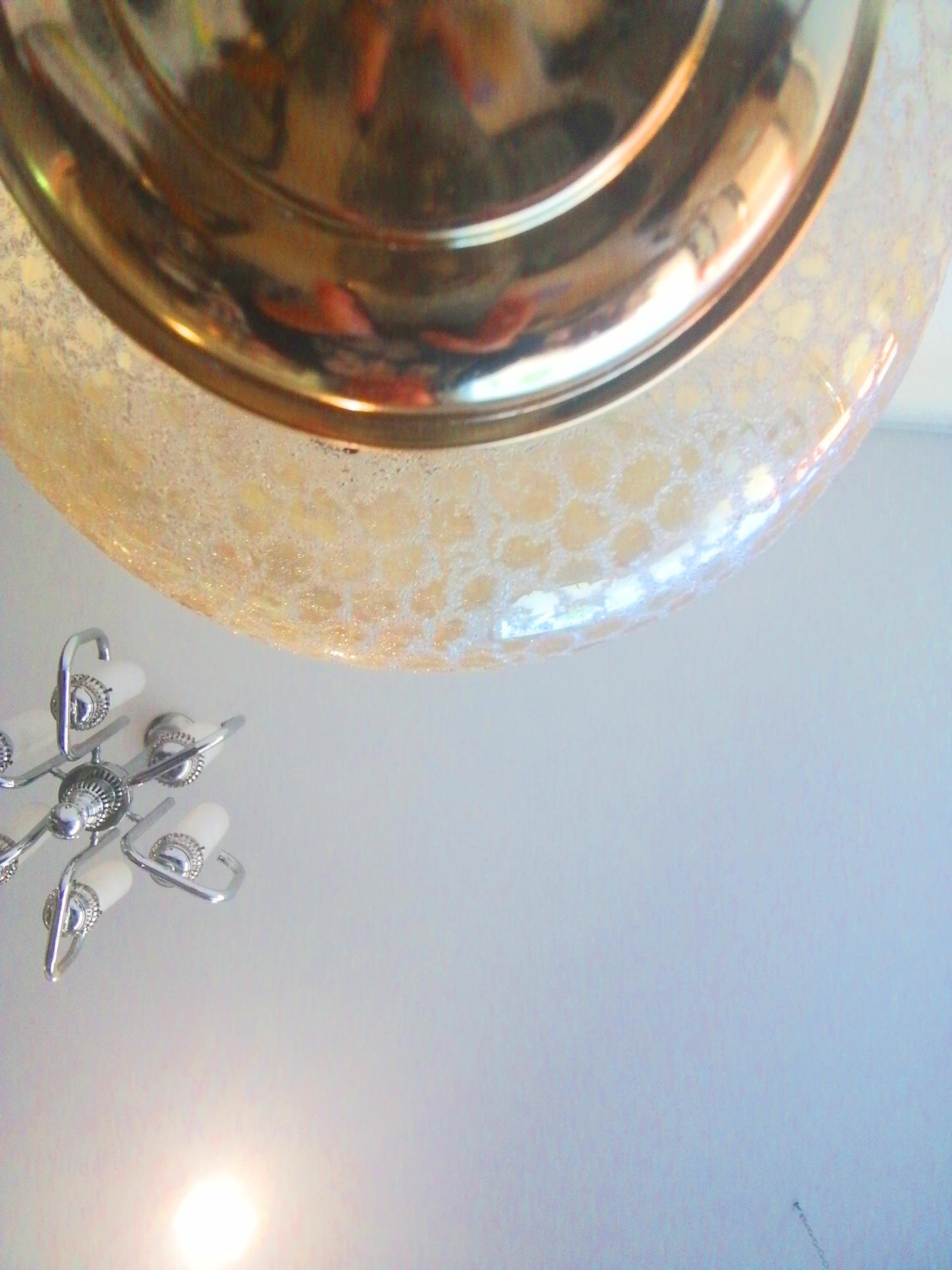 Pendants Lamps Lanterns Crystal Globe, Pair Brass Gold Spain Mid 20th Century 14