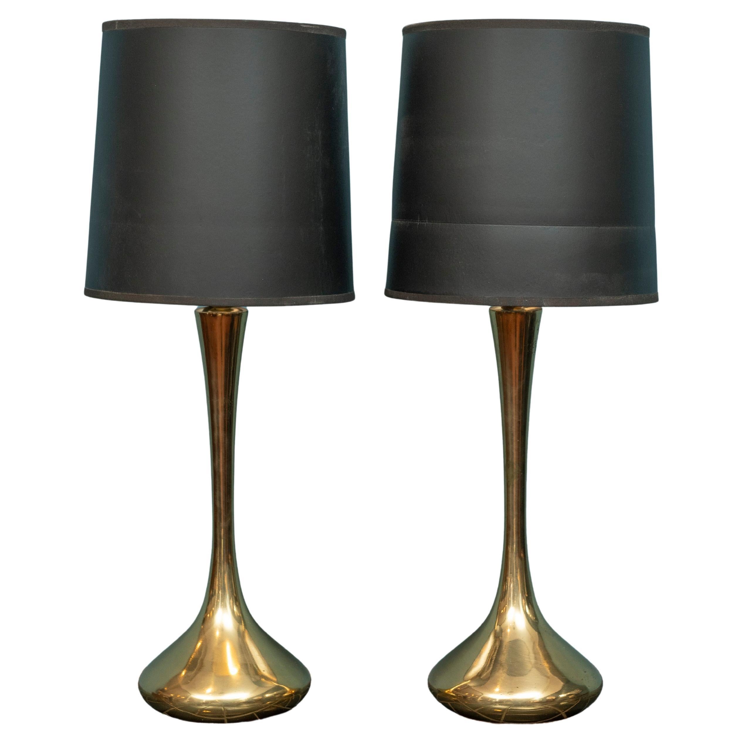 Pair of Brass Laurel Lamps