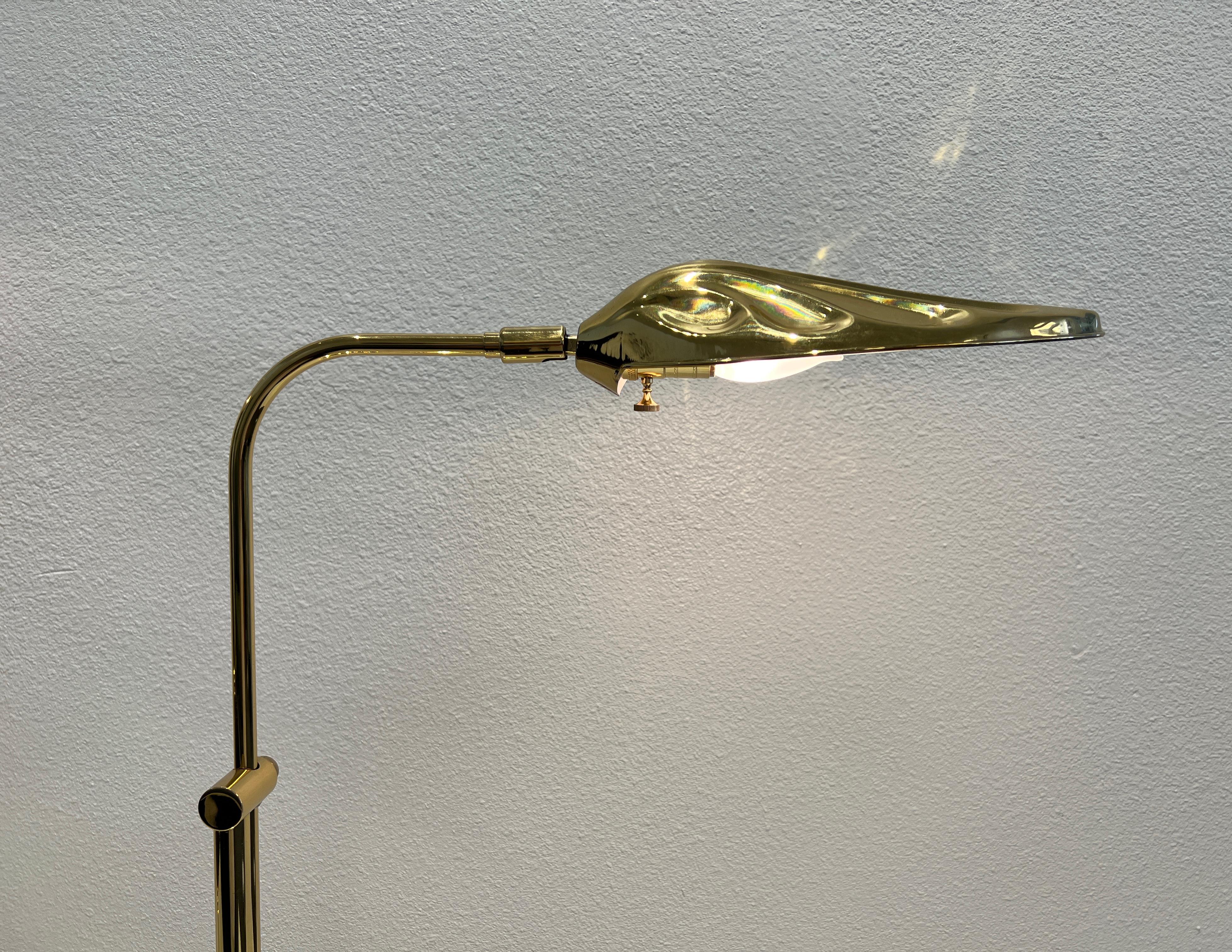 Late 20th Century Pair of Brass Leaf Adjustable Floor Lamps by Chapman