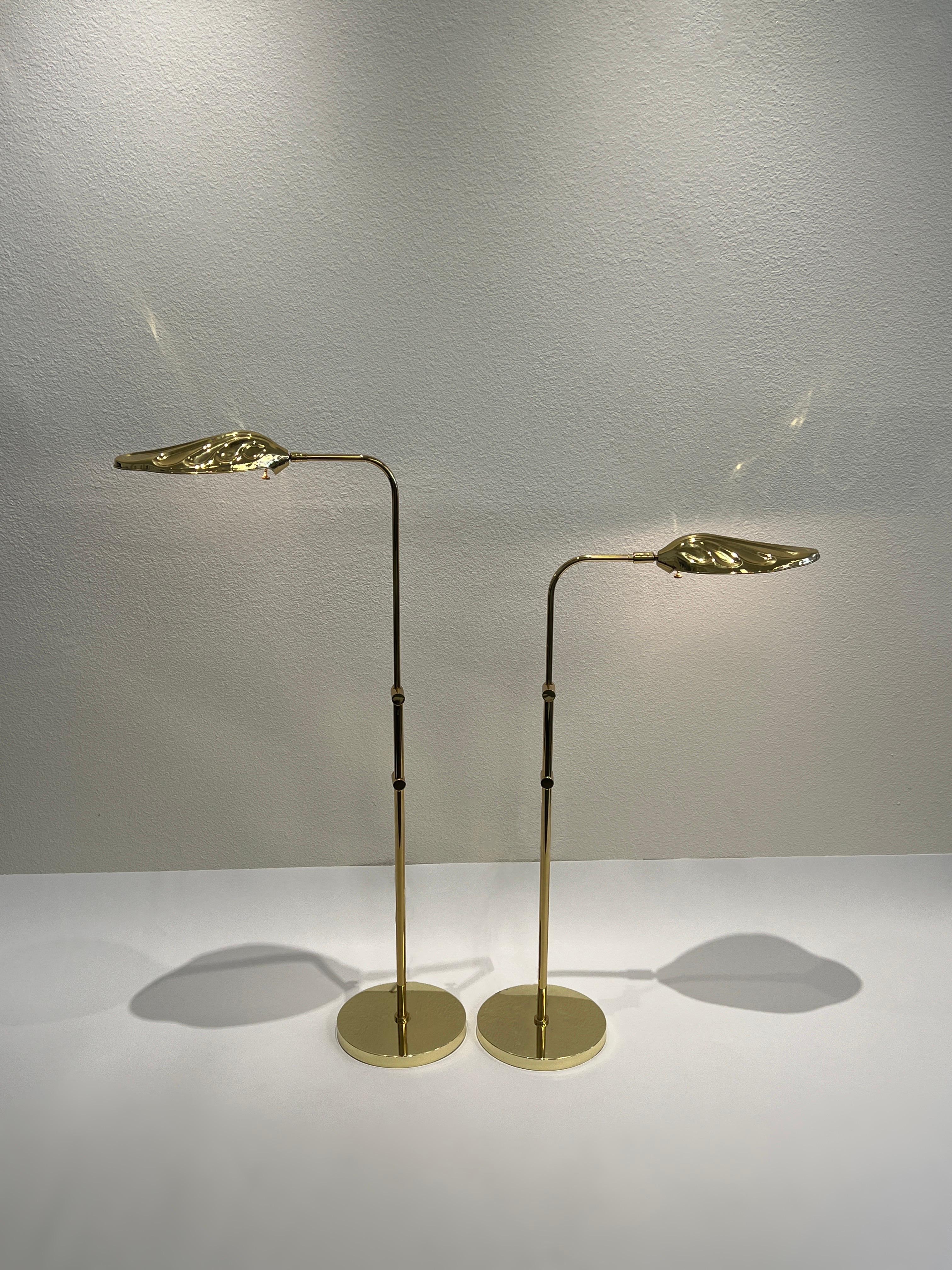 Pair of Brass Leaf Adjustable Floor Lamps by Chapman 2