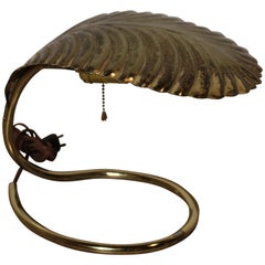 Pair of Brass Leaf or Shell Shaped Table Lamps