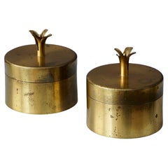 Vintage Pair of Brass Lidded Boxes by Ivar Ålenius Björk for Ystad Metall, Sweden, 1930s