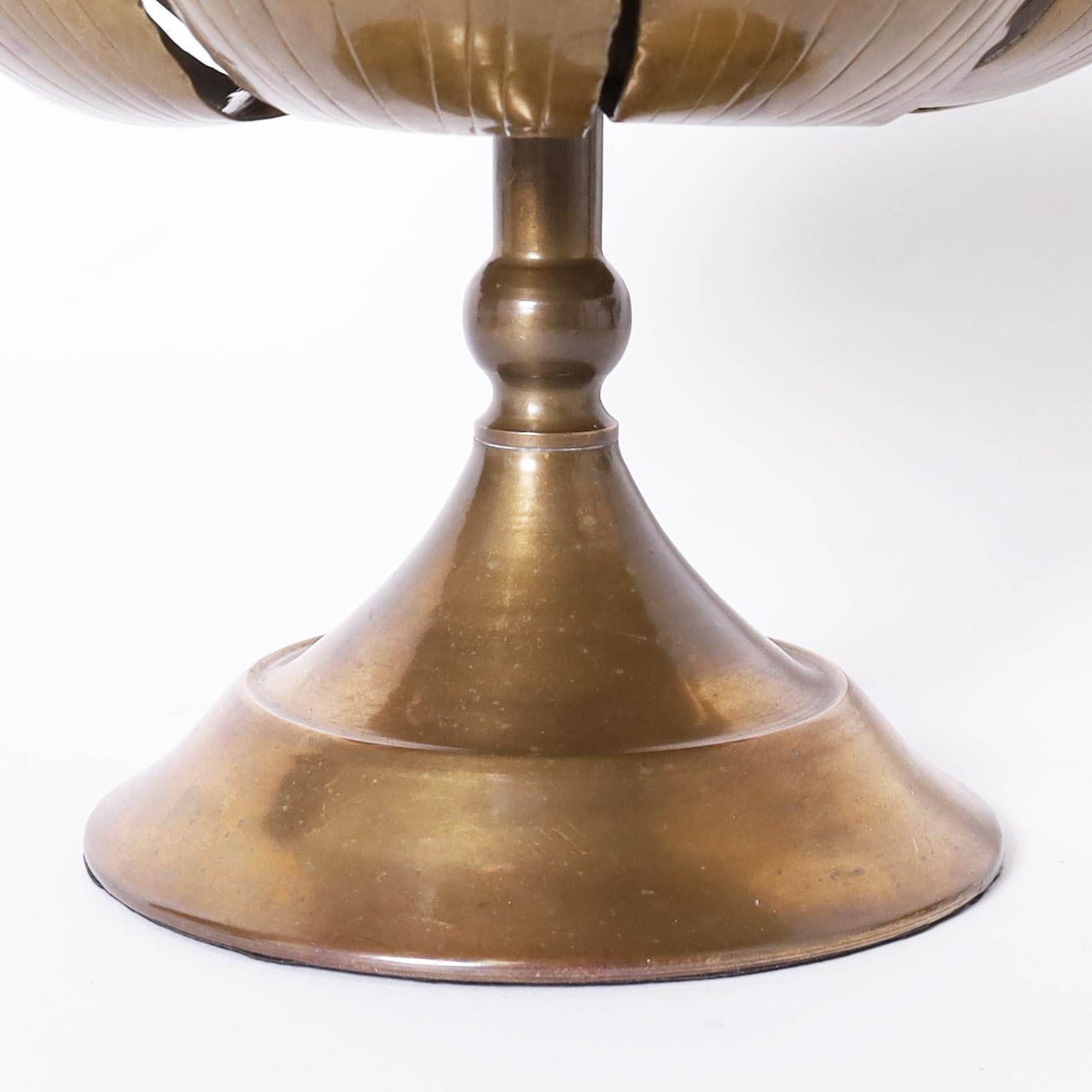 Pair of Brass Lotus Candlesticks by Feldman In Good Condition For Sale In Palm Beach, FL