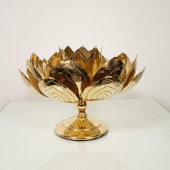 Pair of Brass Lotus Candlesticks