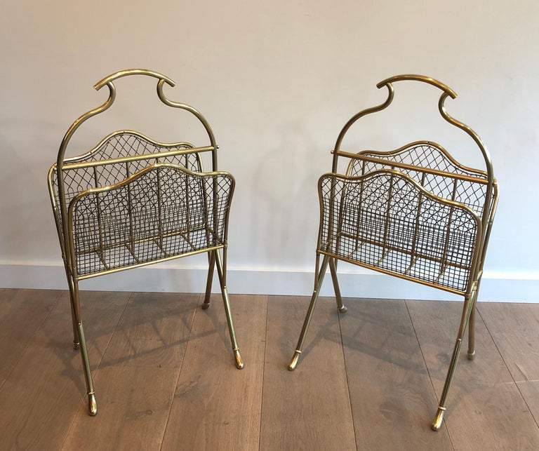 Pair of Brass Magazine Racks Attributed to Maison Jansen For Sale at ...