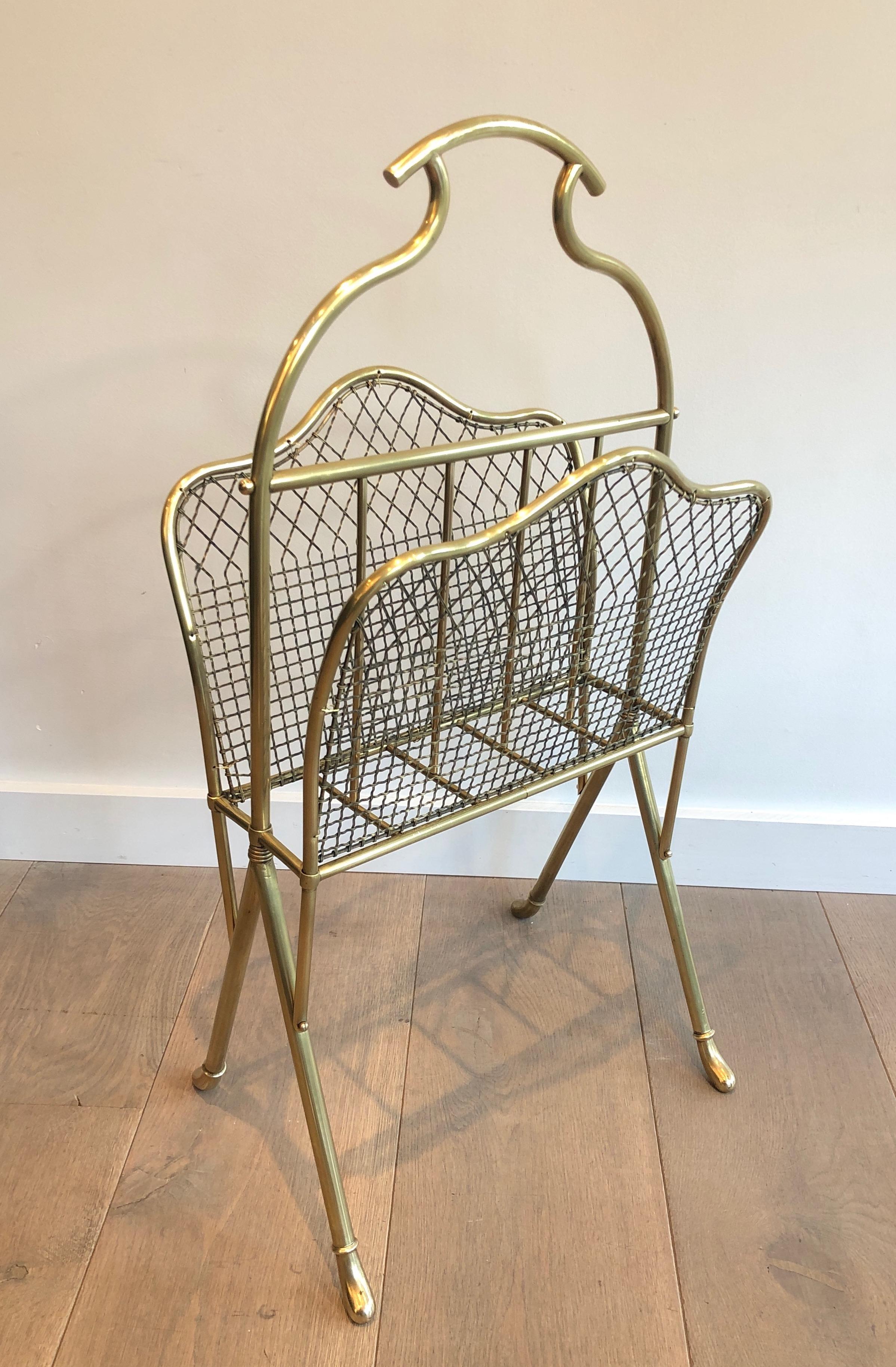 Neoclassical Pair of Brass Magazine Racks Attributed to Maison Jansen For Sale