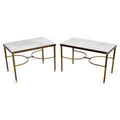 Pair of Brass & Marble Side Tables Vintage, 1960's